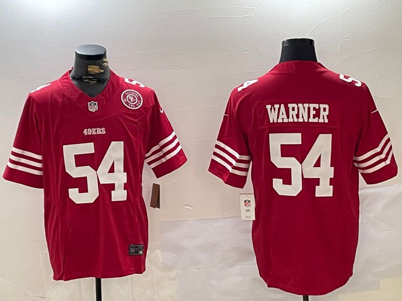 Men San Francisco 49ers #54 Warner Red Three generations 2024 Nike Vapor Limited NFL Jersey style 2->san francisco 49ers->NFL Jersey
